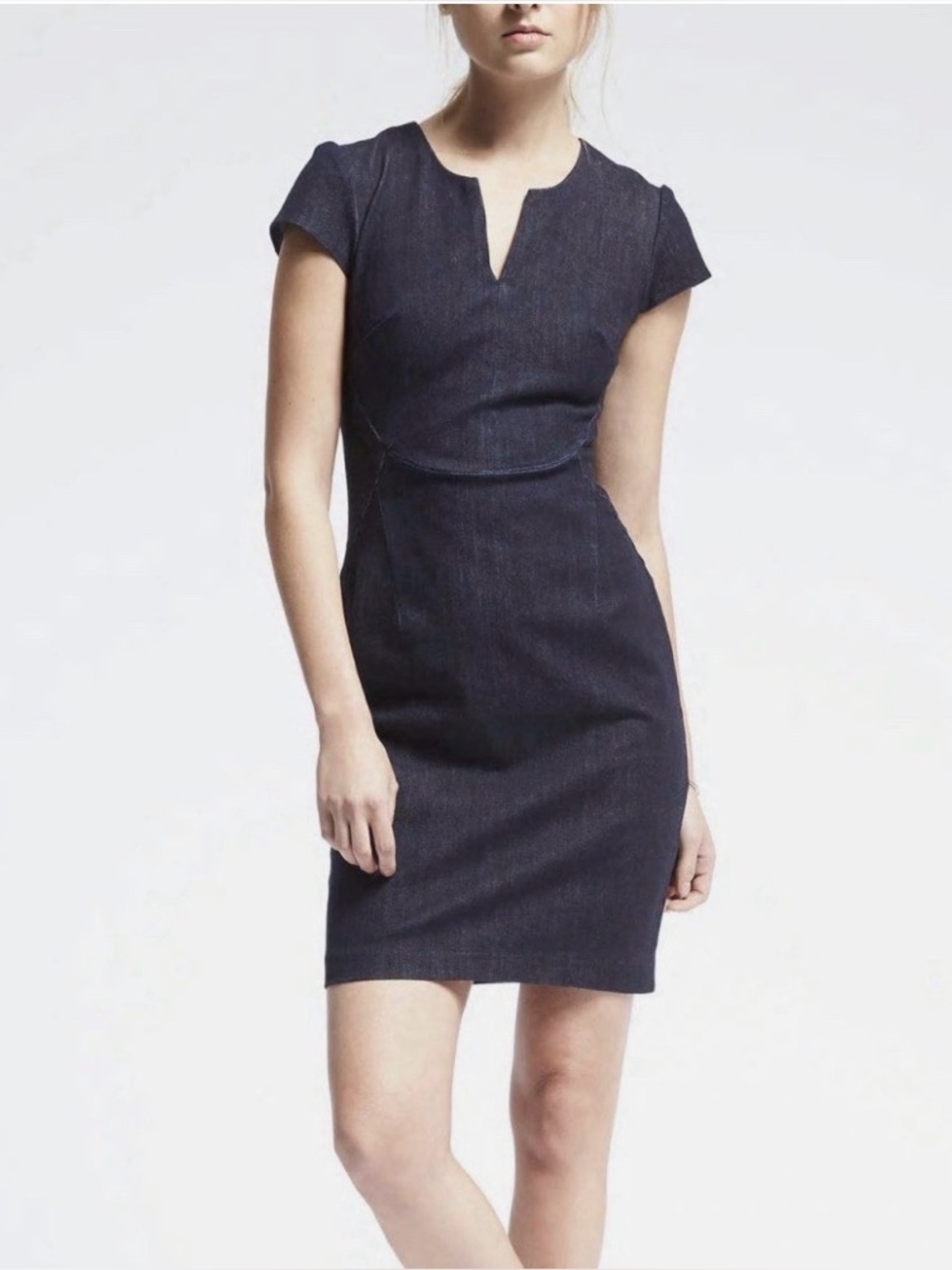 Banana Republic Classic Navy Cap-Sleeve Sheath Dress